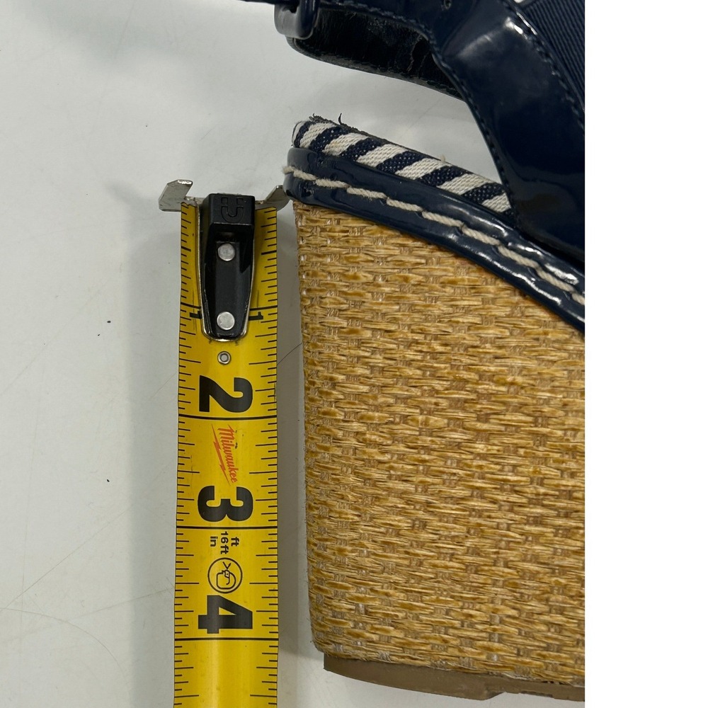 Charles David Navy Espadrille Wedges Coastal Chic Resort Sandals 8.5 - Picture 8 of 11